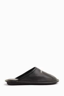 Buy Balenciaga Black Logo Home Slippers in Calf Leather For Men