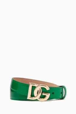 Buy Dolce & Gabbana Green DG Belt in Patent-leather, 25mm  display picture 3
