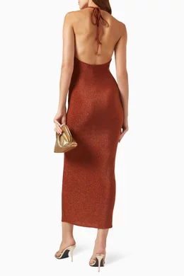 Buy Posse Orange Charlotte Halter Maxi Dress in Lurex-jersey For Women  Online | Ounass Oman