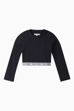 Tommy hilfiger tape crop hoodie cheap