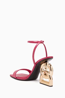 Buy Dolce & Gabbana Pink DG Pop Heel 105 Sandals in Croc  Dolce & Gabbana 105 DG Logo Heel Square Toe Ankle Strap Sandal Shoes main image 0
