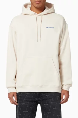 Buy Balenciaga Neutral Logo Medium Fit Hoodie in Fleece For Men Online Ounass Oman