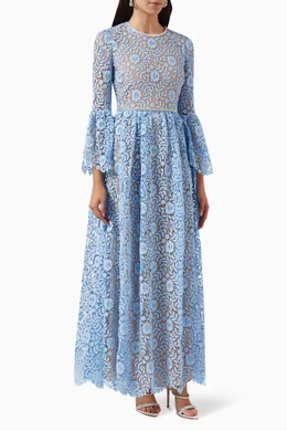 Buy Self-Portrait Blue Rose Lace Maxi Dress For Women Online | Ounass Oman