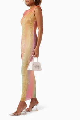 knee length dresses for ladies Rhinestone Mesh Midi Dress main image 0
