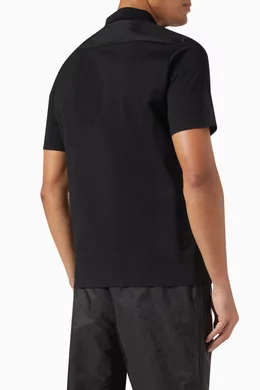 Buy Prada Black Triangle Logo Polo Shirt in Cotton Blend For Men