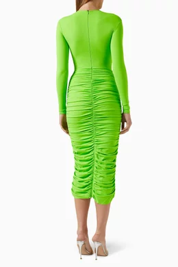 Buy Alex Perry Green Presley Ruched Midi Dress in Lycra For Women Online |  Ounass Oman