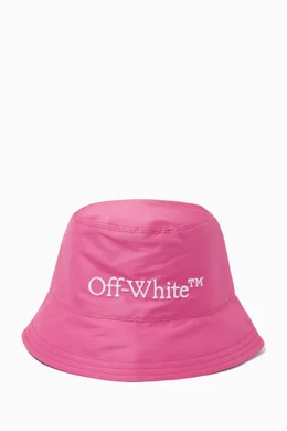 Buy Off-White Pink Reversible Logo Bucket Hat in Nylon For  display picture 2