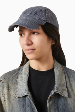 Buy Balenciaga Blue Laser Destroyed Cap in Cotton Drill For UNISEX 