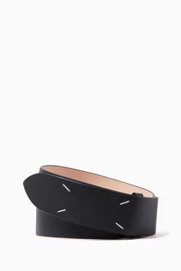MAISON MARGIELA ベルト FOUR STITCHES LEATHER BELT 40MM Maison Margiela four-stitch grained-leather Belt | Black
