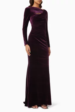 Buy Talbot Runhof Purple Evening Dress in Stretch Velvet For Women Online