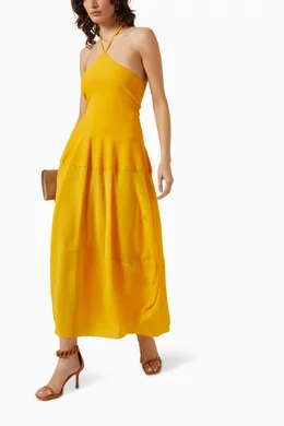 Buy Stella McCartney Yellow Halterneck Dress in Knit For Women Online