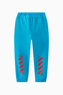 Buy Off-White Blue Signature Diag-Stripe Sweatpants in Cotton For