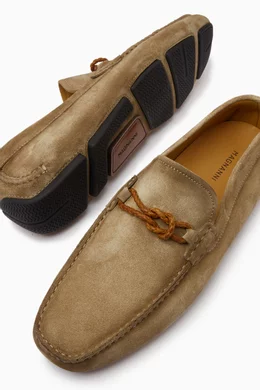 Buy Magnanni Neutral Braided Knot Driving Shoes in Leather For Men Online Ounass Oman