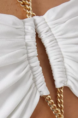 Buy Elisabetta Franchi White Red Carpet Chain Dress in Jersey For Women  Online | Ounass Oman