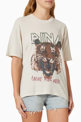 Buy ANINE BING Grey Tiger T-shirt in Organic Cotton-jersey For