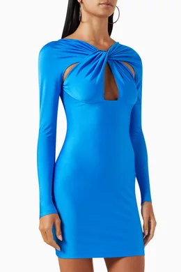 Buy Coperni Blue Twisted Cut-out Mini Dress in Stretch Jersey For Women  Online | Ounass Oman