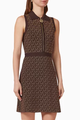 Buy Michael Kors Brown Logo Mini Dress in Jacquard For Women Online Ounass Oman