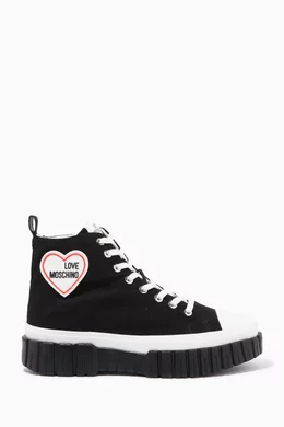 Buy Love Moschino Black Lovely Love High top Sneakers in Canvas For Women Online Ounass Oman
