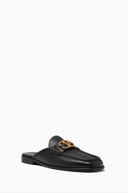 Buy Valentino Garavani Black Valentino Garavani Sabot VLOGO Signature Slip on Mules in Leather For Men Online Ounass Oman