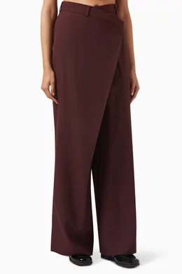Buy Acne Studios Purple Tailored Wrap Pants in Wool-blend For