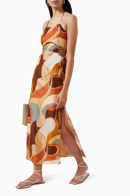 Buy SIR The Label Brown Vista Halter Midi Dress in Silk Blend For Women  Online | Ounass Oman
