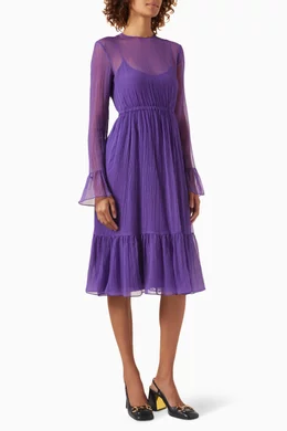 Buy Gucci Purple Ruffled Midi Dress in Silk Chiffon Online for Women Ounass Oman