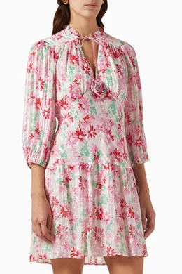 Buy RIXO Pink Devi Mini Dress in Crinkle For Women Online | Ounass Oman