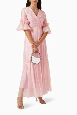 Buy Amri Pink Tiered Maxi Dress For Women Online | Ounass Oman