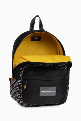Buy Karl Lagerfeld Kids Black Logo Print Backpack in Nylon  display picture 2