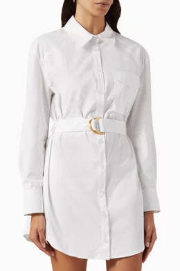 mossman white shirt dress Mossman - The Finish Line Mini Dress - White