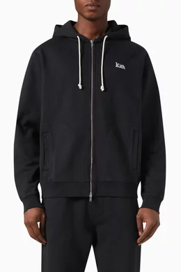 Buy Kith Black Williams V Zip-up Hoodie in Cotton Fleece For Men