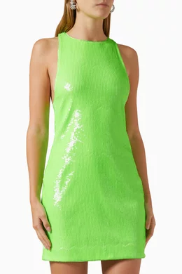 Buy Rotate Birger Christensen Green High-neck Mini Dress in Sequins For  Women Online | Ounass Oman
