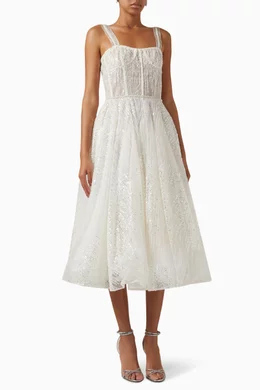 Buy Bronx and Banco White Mademoiselle Bridal Midi Dress For Women Online |  Ounass Oman