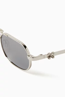 Off-White Baltimore Sunglasses Silver Metal Off White BALTIMORE sunglasses silver dark oval | LookerOnline main image 4