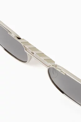 Off-White Baltimore Sunglasses Silver Metal Off White BALTIMORE sunglasses silver dark oval | LookerOnline main image 3