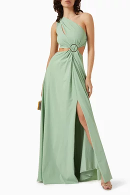Buy Chiara Boni La Petite Robe Green Belted One-shoulder Maxi Dress For  Women Online | Ounass Oman