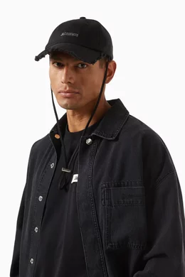 Buy Jacquemus Black La Casquette Artichaut Fringe Baseball Cap in