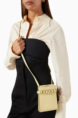 Buy Valextra Yellow Micro Brera B Tracollina Slim Crossbody Bag in Leather For Women Online Ounass Oman