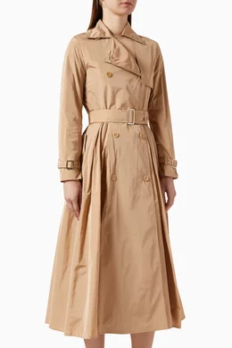 Buy Max Mara Neutral Tubinga Belted Coat in Silk taffeta For Women Online Ounass Oman