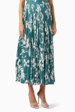 Buy KoAi Blue Floral Maxi Skirt in Chiffon For Women Online
