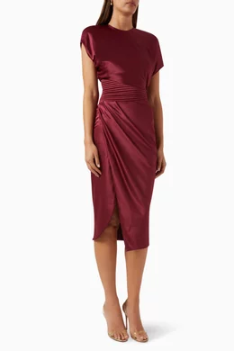 Buy Zhivago Red Bond Midi Dress in Stretch-satin For Women Online | Ounass  Oman
