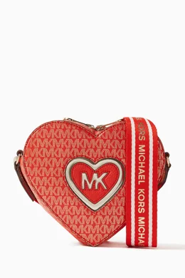 Buy Michael Kors Kids Orange Logo Print Heart Bag in Coated Canvas For Girls Online Ounass Oman