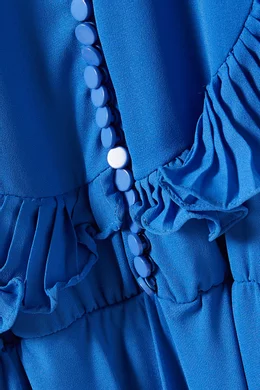 Buy Serpil Blue Ruffle trimmed Midi Dress For Women Online Ounass Oman
