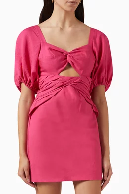 Buy Shona Joy Pink Joanine Double Twist Mini Dress in Linen-blend For Women  Online | Ounass Oman
