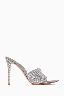Buy Gianvito Rossi Silver Alise Slip on 105 Mules in Satin For Women Online Ounass Oman