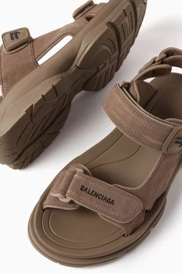 Buy Balenciaga Brown Tourist Sandals in Technical Fabric For Women