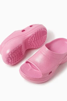 Buy Balenciaga Pink x Crocs™ Pool Slides in Glitter Rubber For