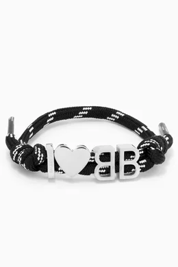 Buy Balenciaga Black I Love BB Bracelet in Brass For UNISEX Online