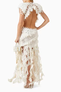 wonderland lace frill dress Zimmermann WONDERLAND LACE FRILL BODICE - 6472TWONCRM