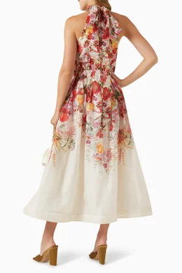 wonderland halter dress Buy Zimmermann Pink Midi Silk-linen Organza For Women Online size:M/L